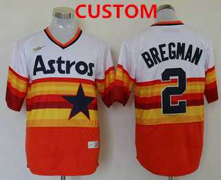 Mens Houston Astros Custom Orange Rainbow Cooperstown Stitched MLB Cool Base Nike Jersey->customized mlb jersey->Custom Jersey
